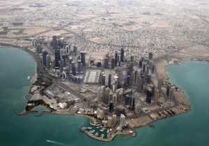 An aerial view shows Doha's diplomatic area